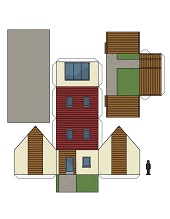 ocuklar iin hazr ev model maketi ablonu, paper craft model house